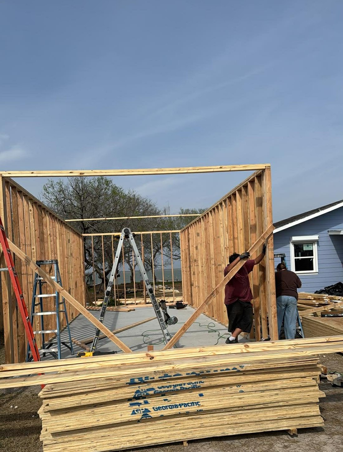 Room addition framed and braced