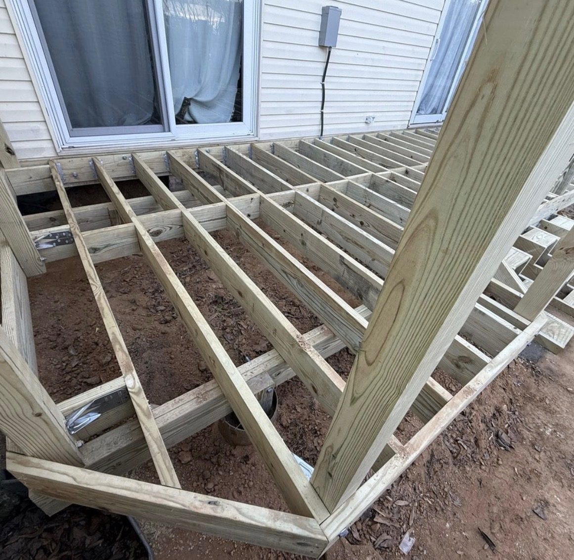 Deck framing in progress