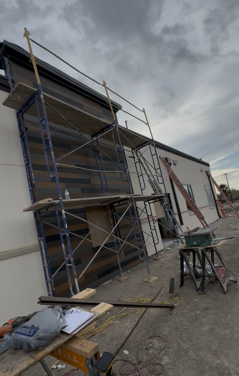 Exterior cladding being installed